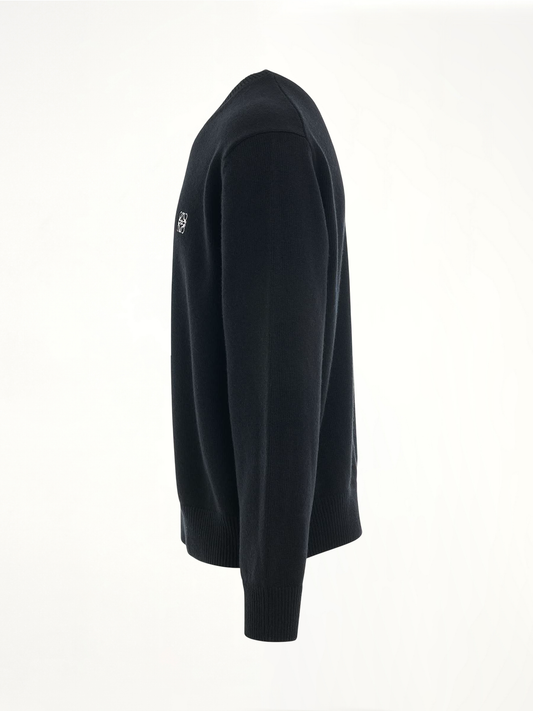 Anagram Embroidered Knit Sweater in Black