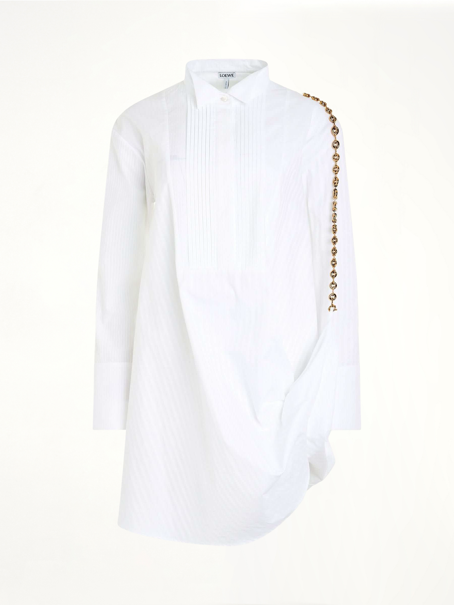 Chain Shirt Dress in Optic White