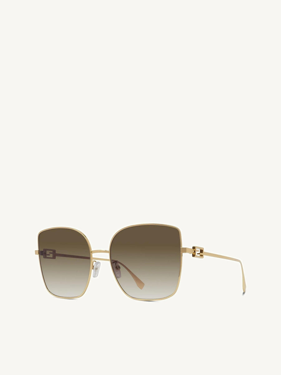 Fendi FE40013U 5930F Rectangle Sunglasses in Gold