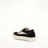 Women Cotton Barre Vintage Sneaker in Black/Milk Back View | RICK OWENS DRKSHDW