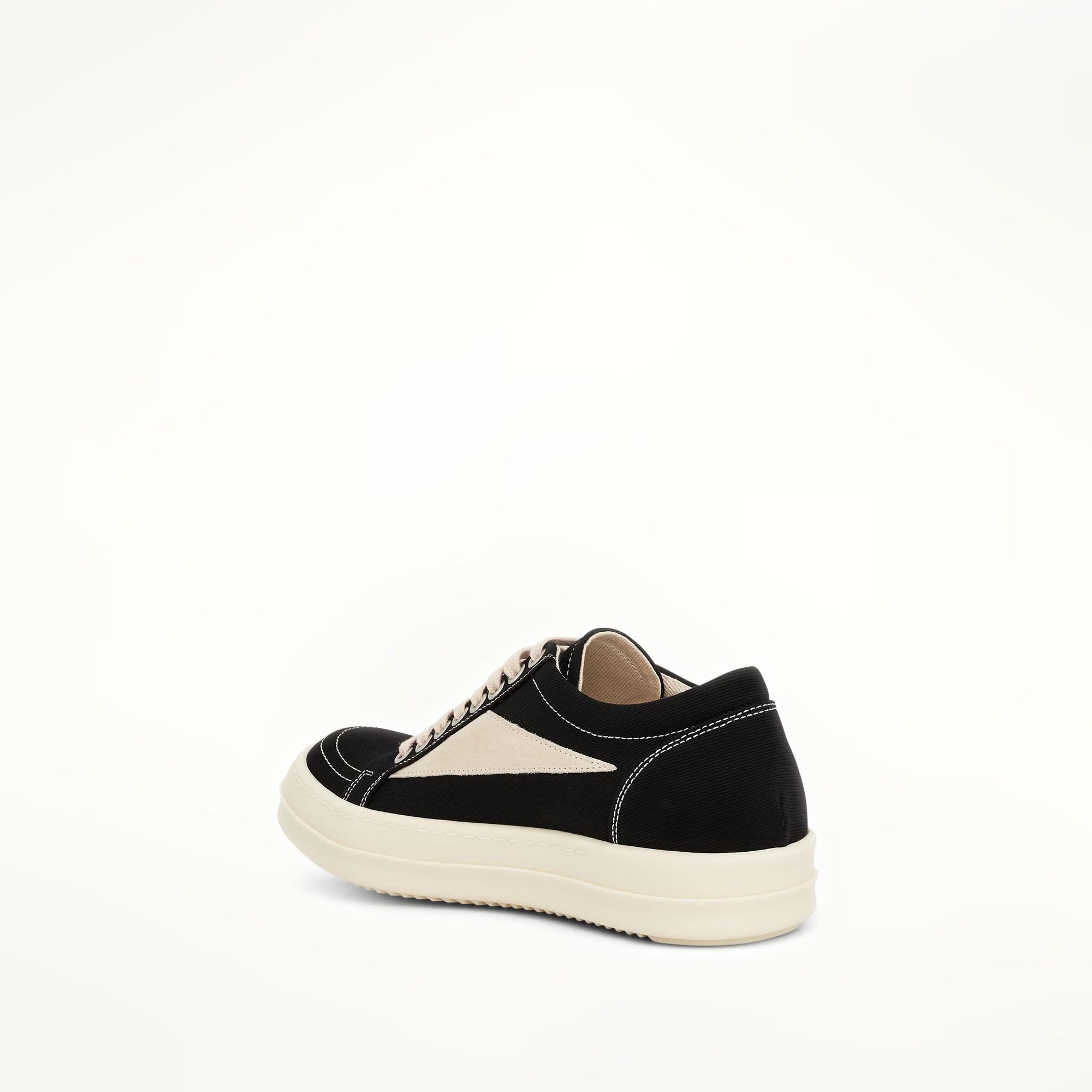 Women Cotton Barre Vintage Sneaker in Black/Milk Back View | RICK OWENS DRKSHDW