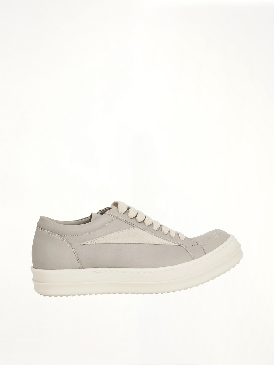 Women Vintage Leather Sneaker in Pearl/Milk Side View | RICK OWENS