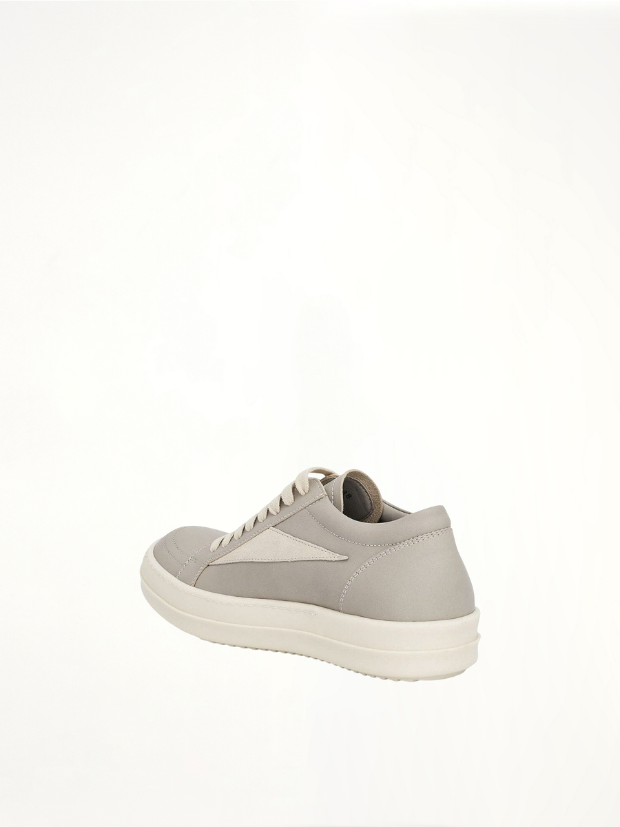 Women Vintage Leather Sneaker in Pearl/Milk Back View | RICK OWENS
