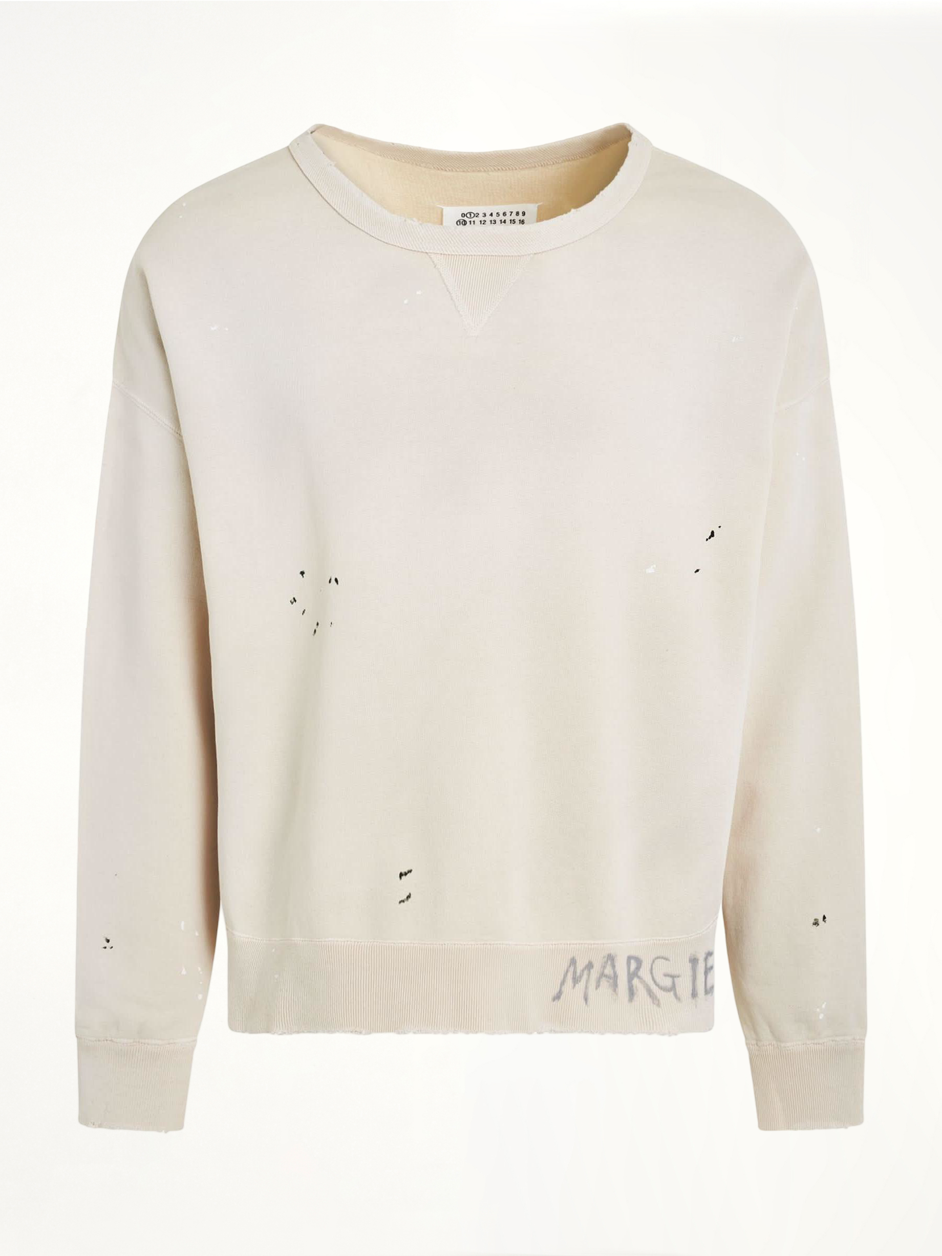 Open Neck Logo Sweatshirt in Dirty Ecru