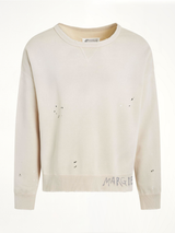 Open Neck Logo Sweatshirt in Dirty Ecru