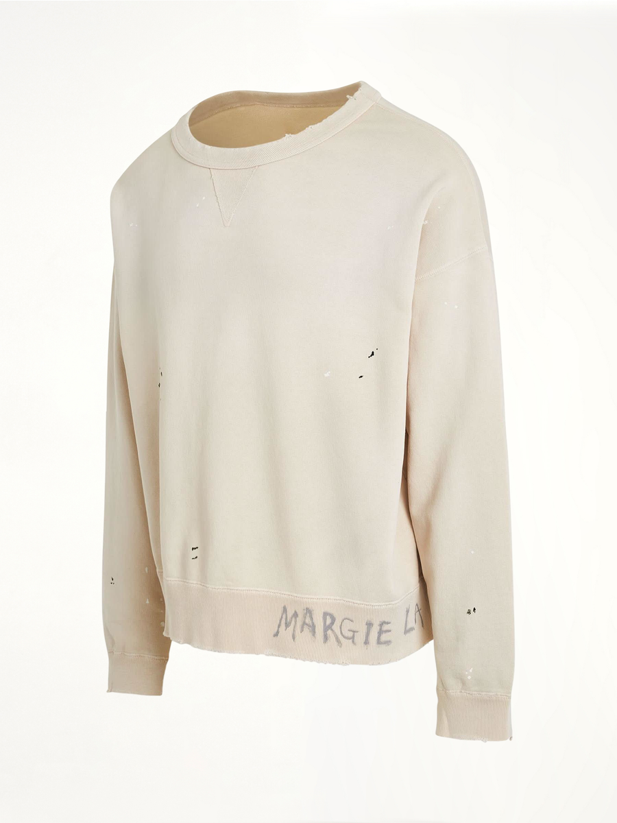 Open Neck Logo Sweatshirt in Dirty Ecru