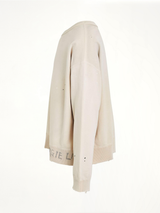 Open Neck Logo Sweatshirt in Dirty Ecru