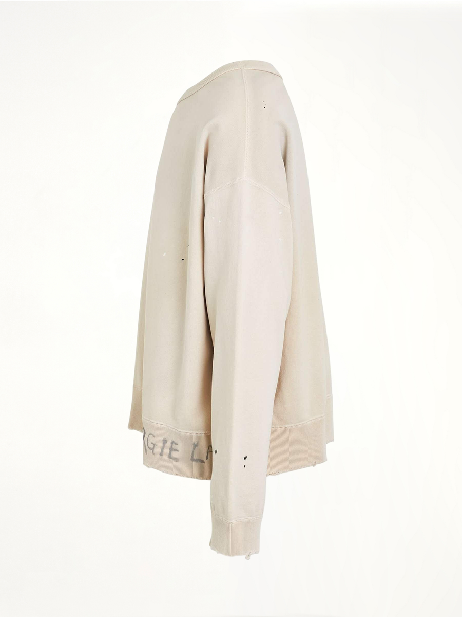 Open Neck Logo Sweatshirt in Dirty Ecru