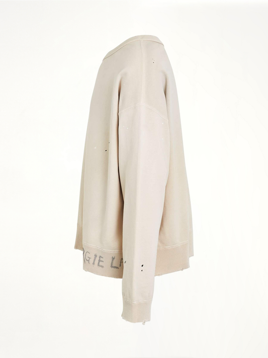 Open Neck Logo Sweatshirt in Dirty Ecru