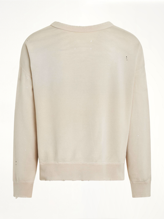 Open Neck Logo Sweatshirt in Dirty Ecru