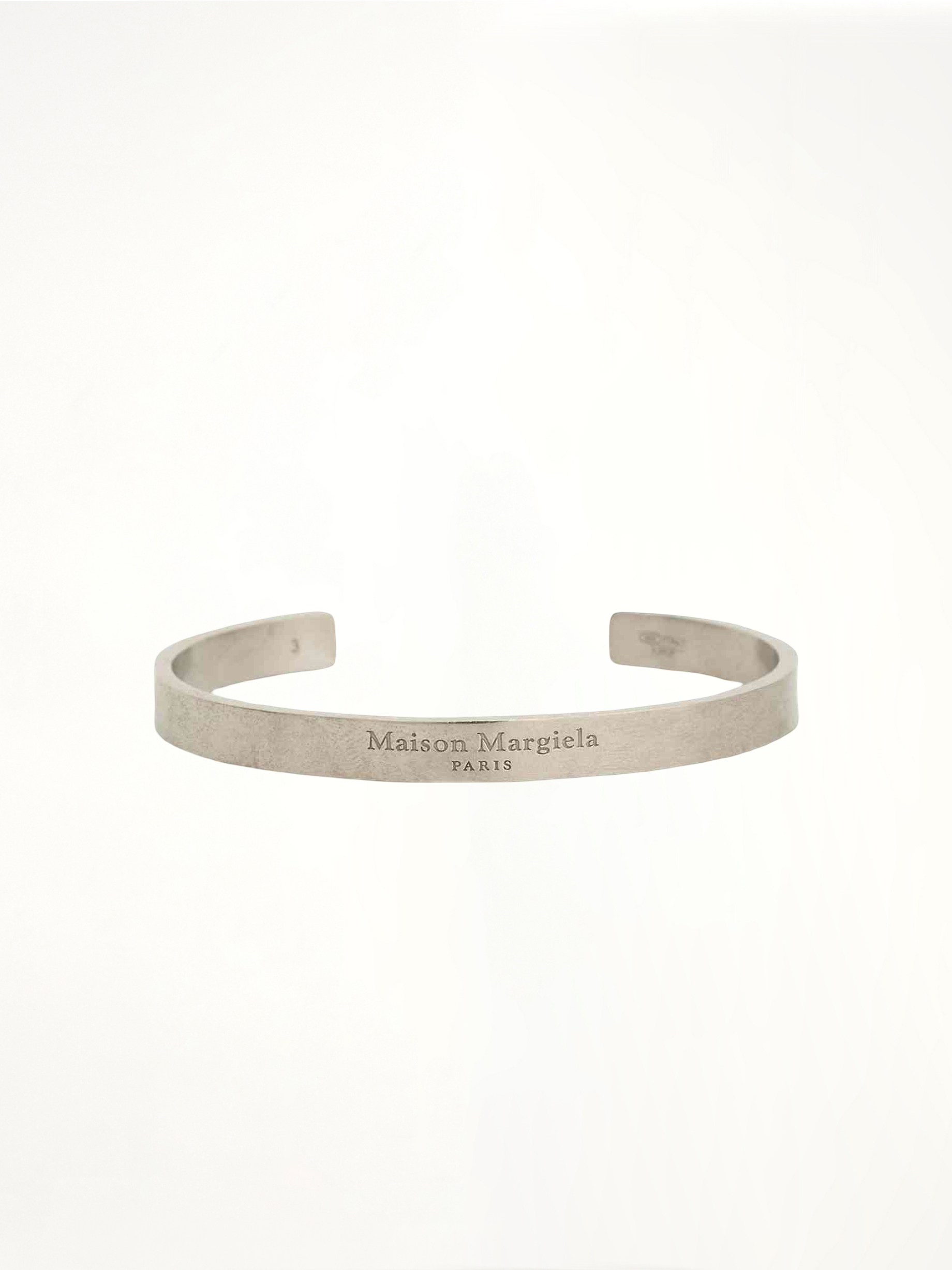 Medium Margiela Logo Cuff Bracelet in Silver