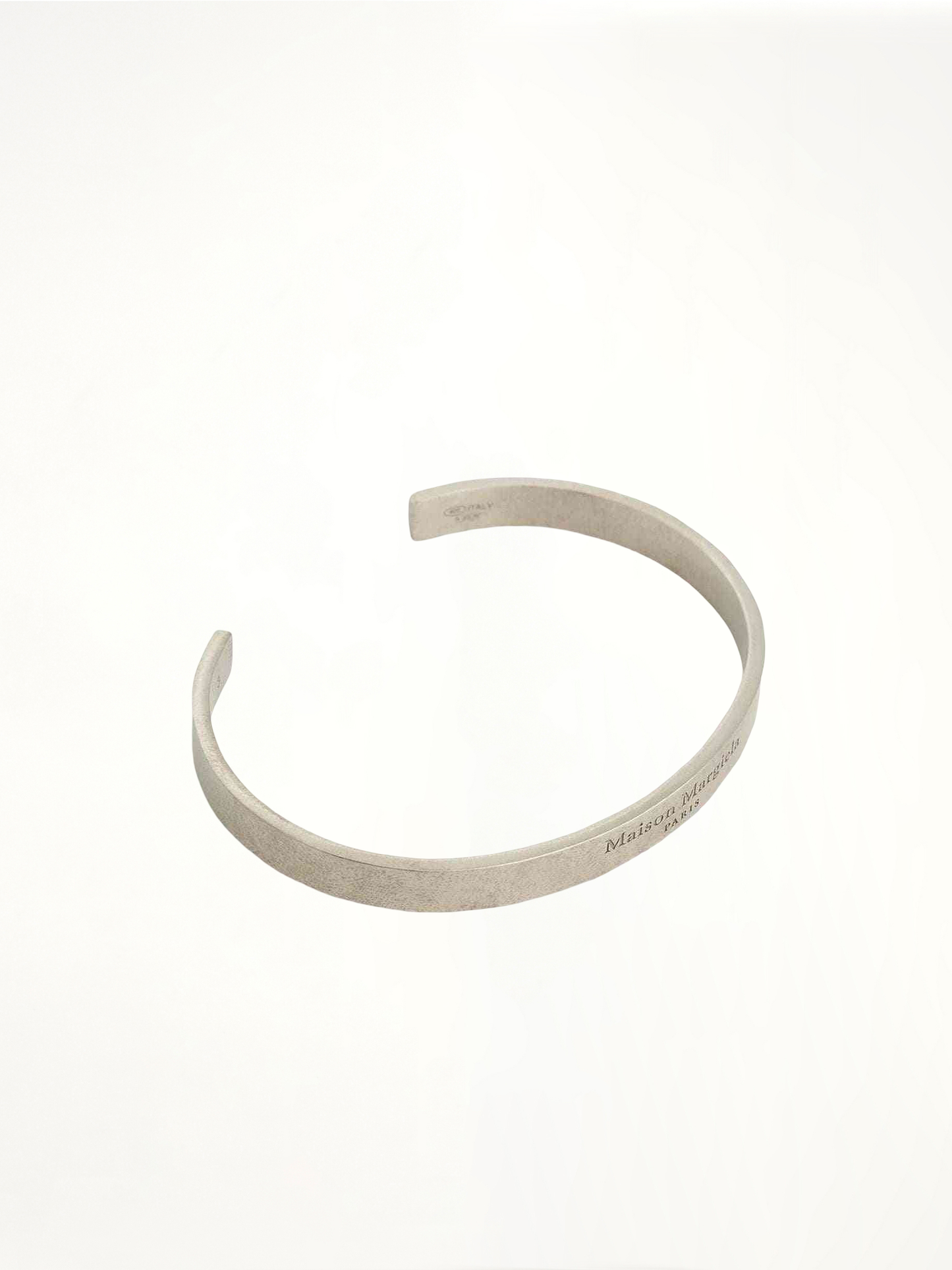 Medium Margiela Logo Cuff Bracelet in Silver