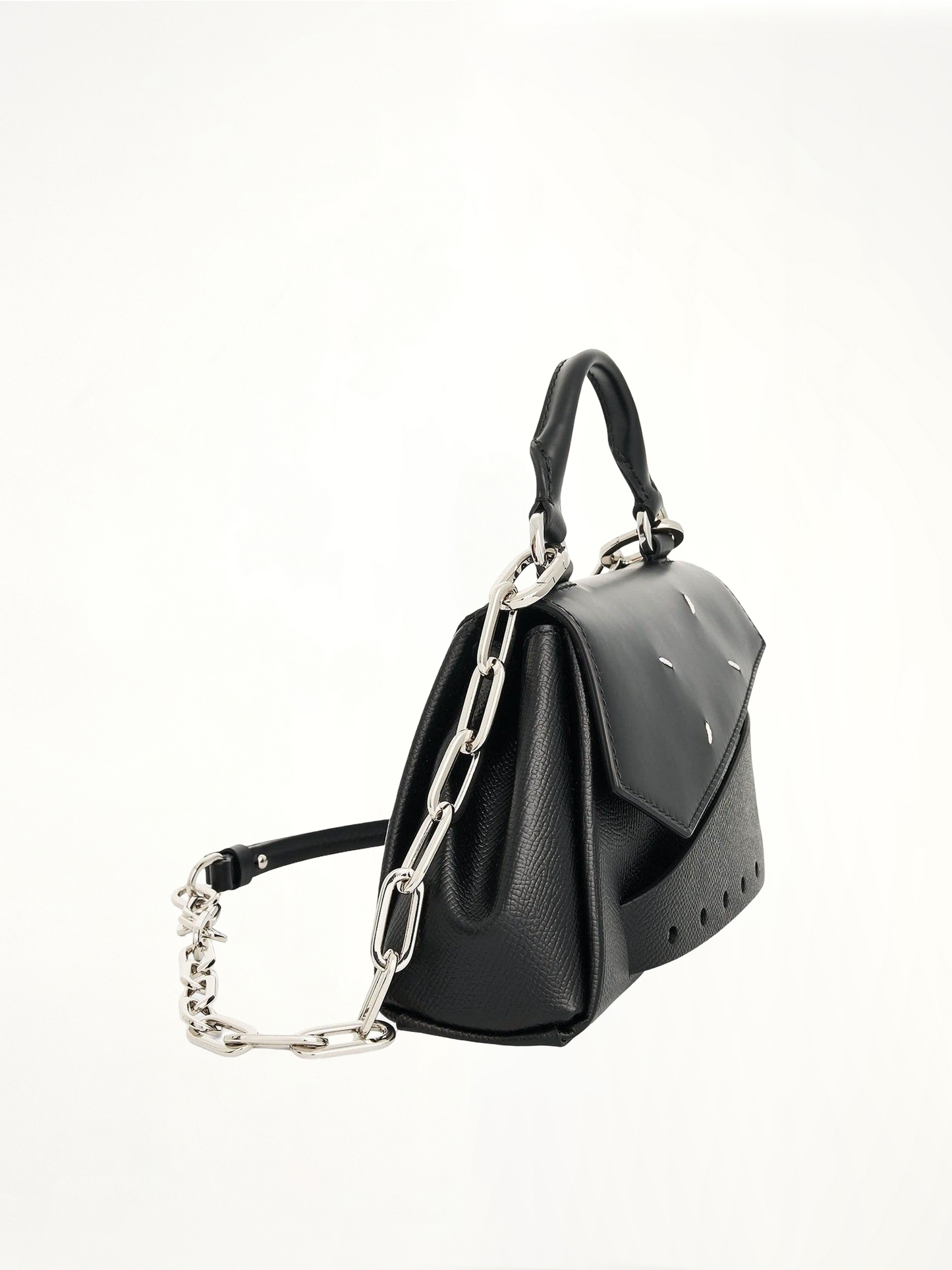 Micro Snatched Asymmetric Bag in Black