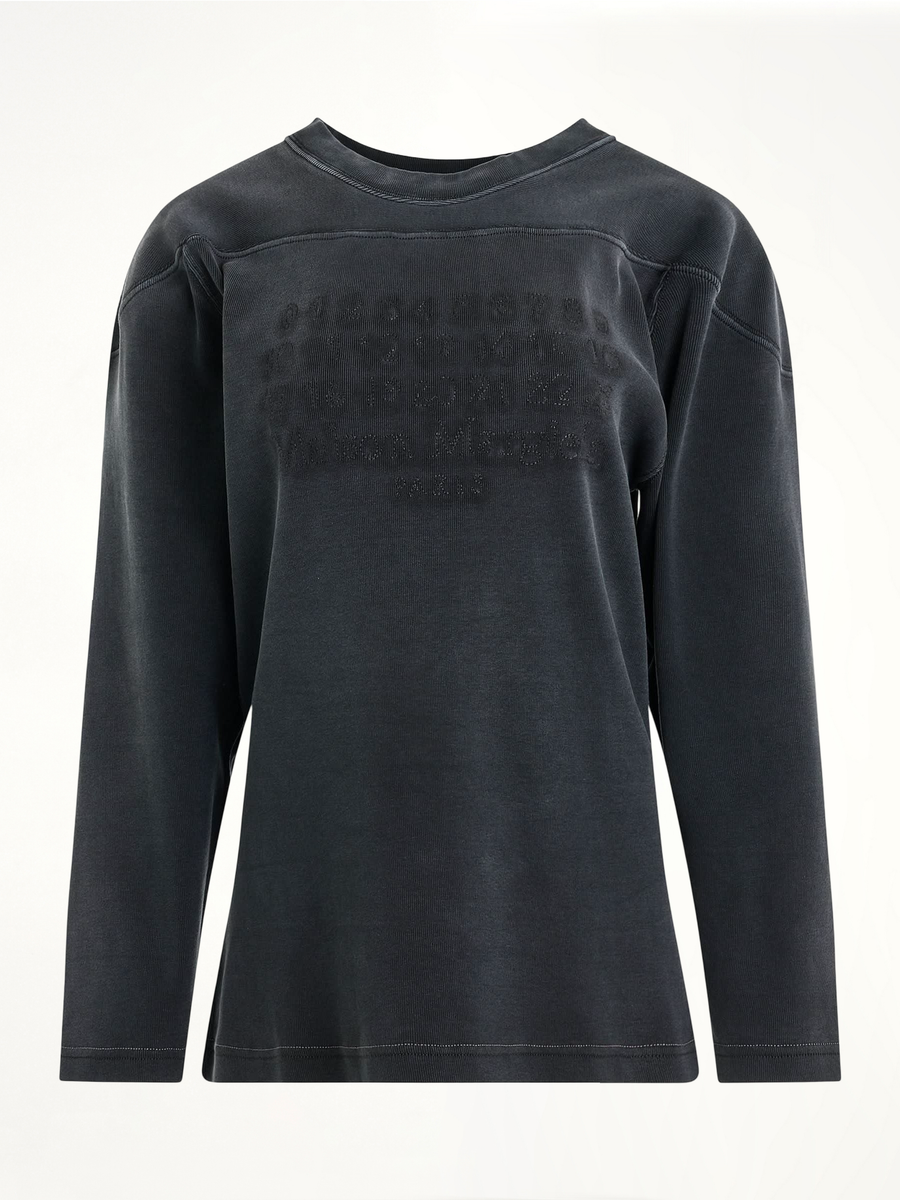 Rib Cotton Logo Sweatshirt in Black