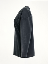 Rib Cotton Logo Sweatshirt in Black