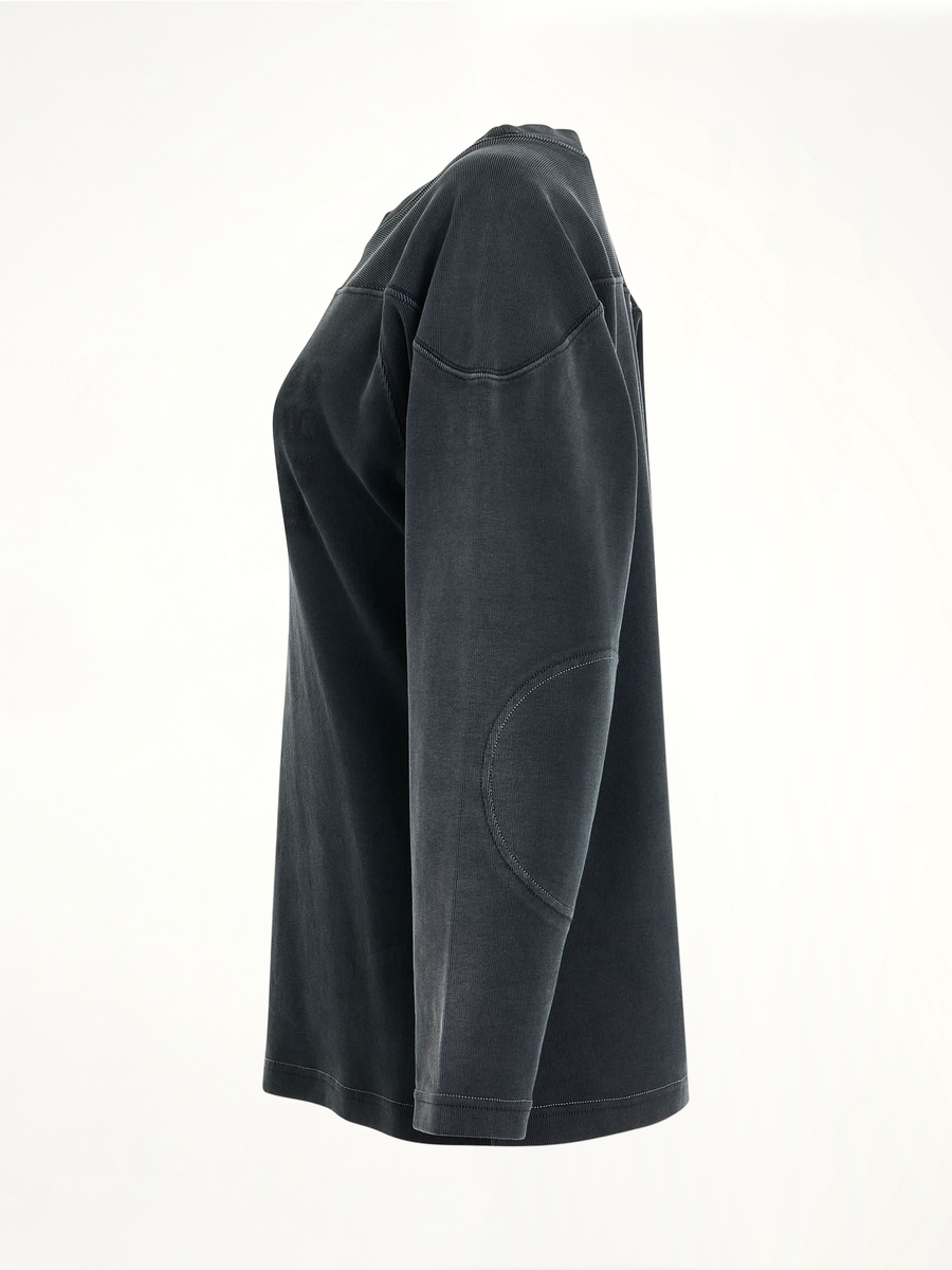 Rib Cotton Logo Sweatshirt in Black