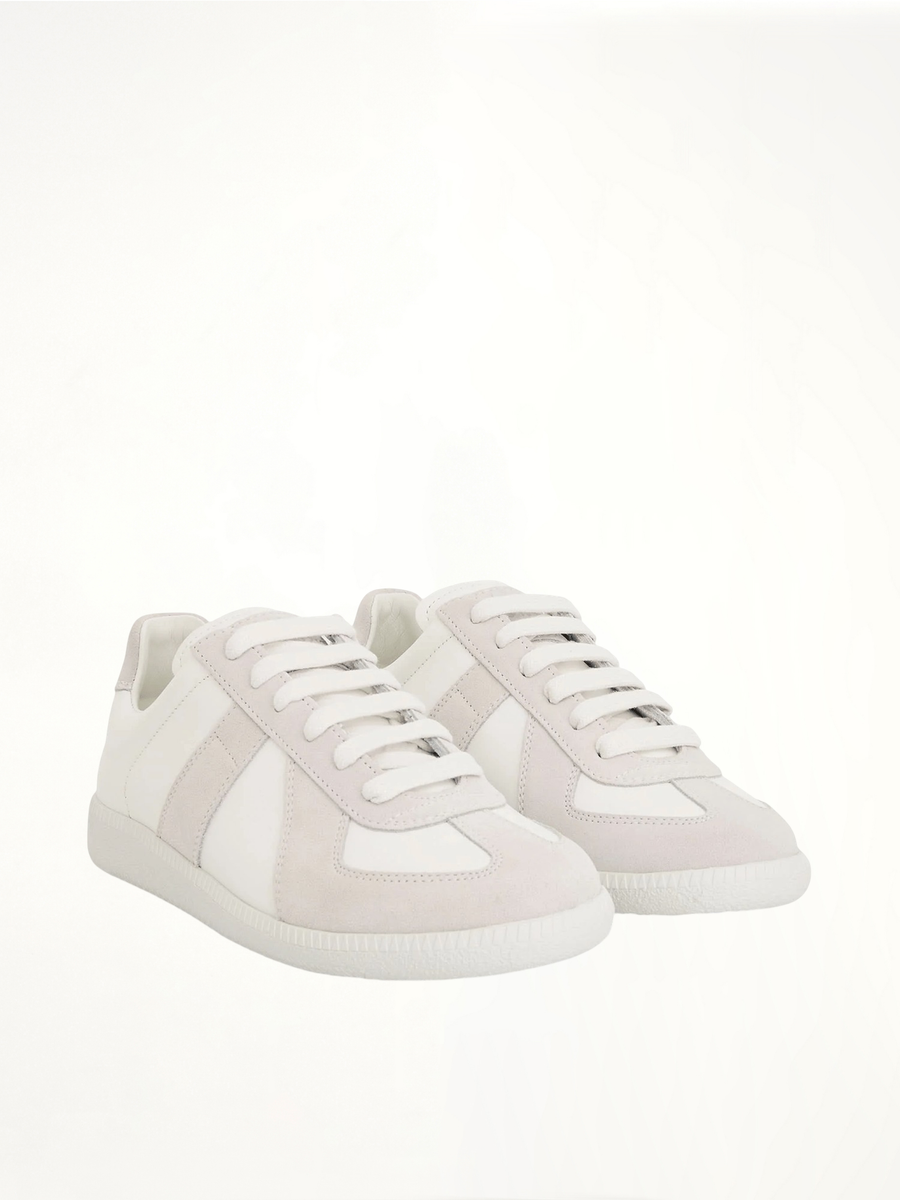 Replica Leather Sneaker in Off White Front View | MAISON MARGIELA