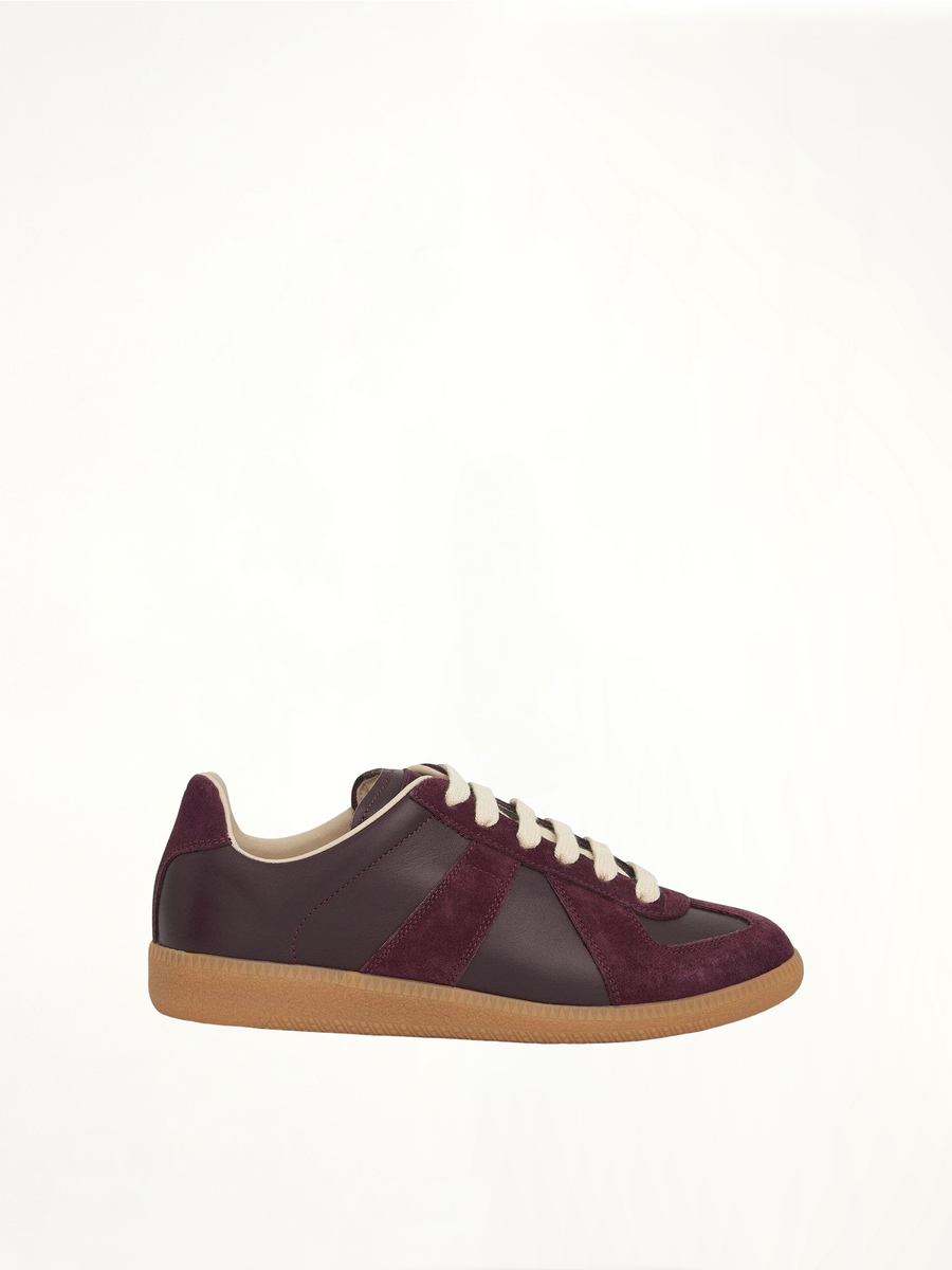 Replica Leather Sneaker in Merlot Side View | MAISON MARGIELA