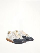 Replica Paint Splatter Sneaker in White/Pewter Front View | MAISON MARGIELA
