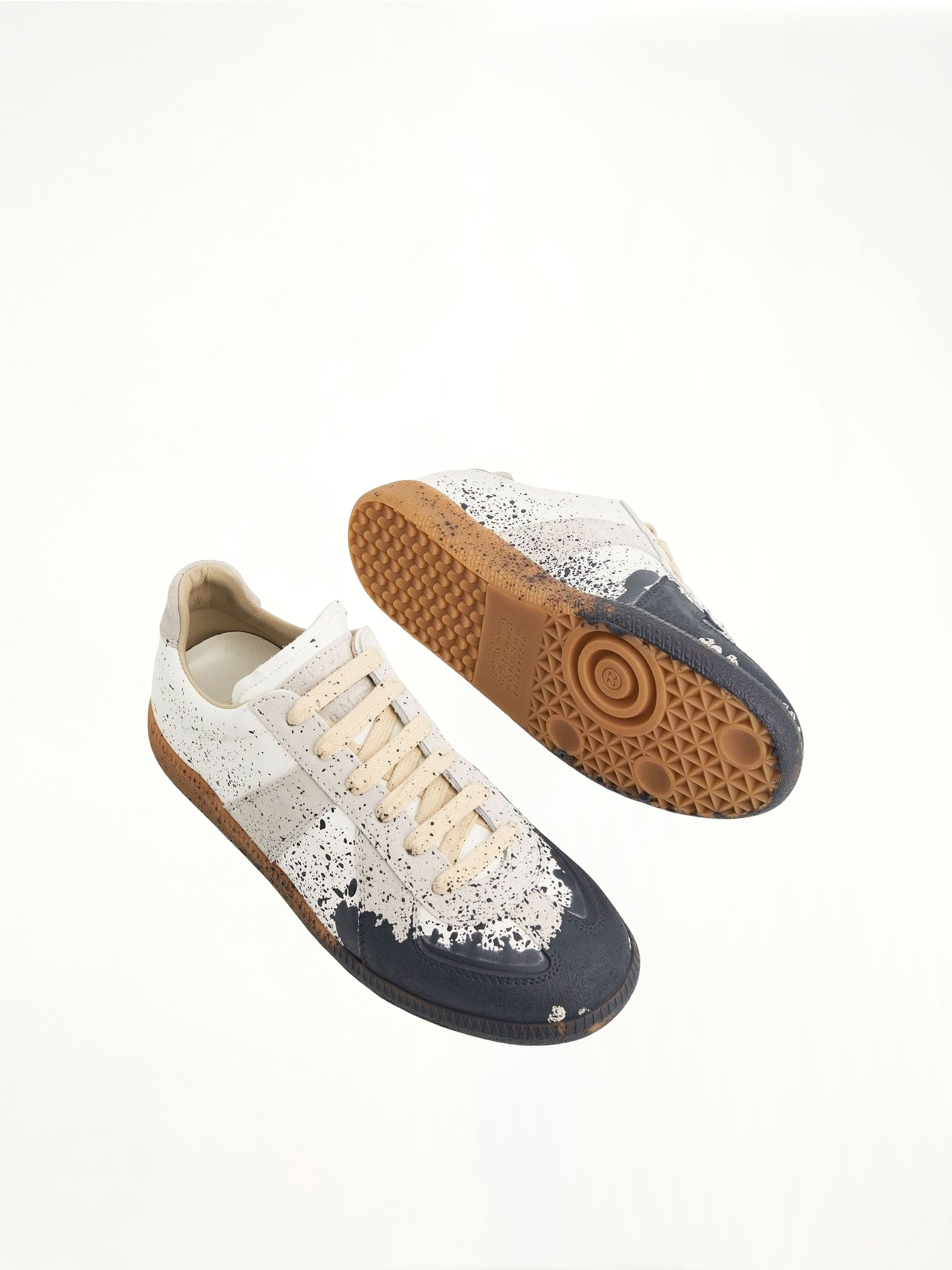 Replica Paint Splatter Sneaker in White/Pewter Top View | MAISON MARGIELA