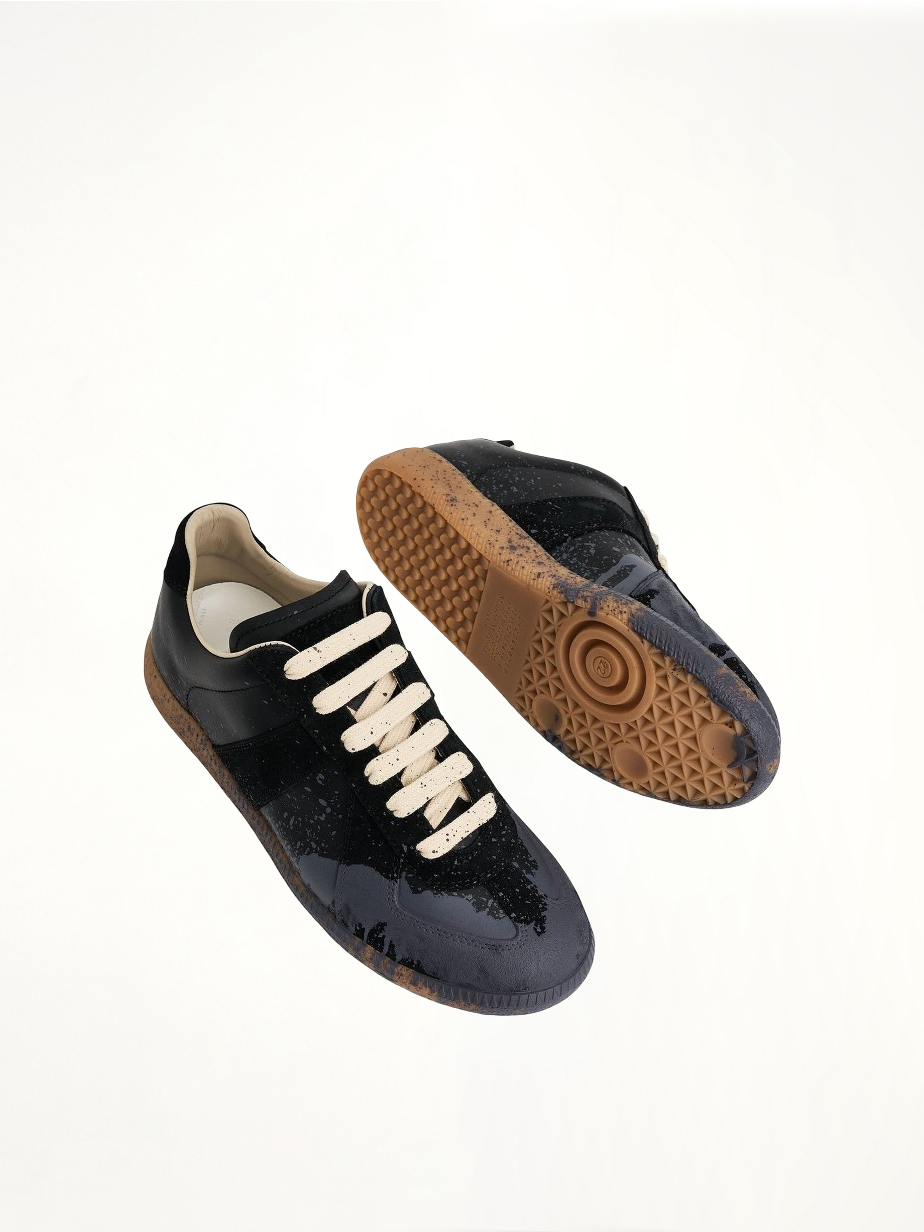 Replica Paint Splatter Sneaker in Black/Pewter Top View | MAISON MARGIELA