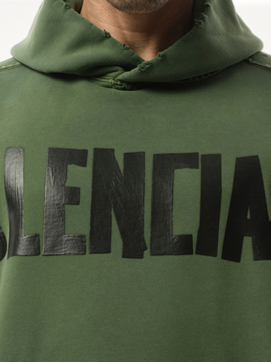 Gaffer Type Ripped Pocket Hoodie in Green