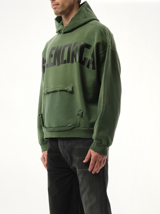 Gaffer Type Ripped Pocket Hoodie in Green