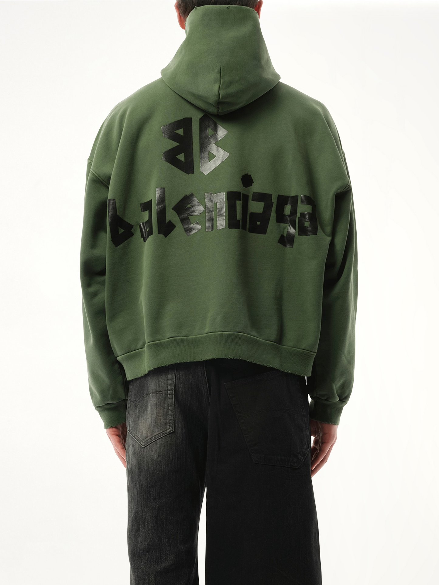 Gaffer Type Ripped Pocket Hoodie in Green