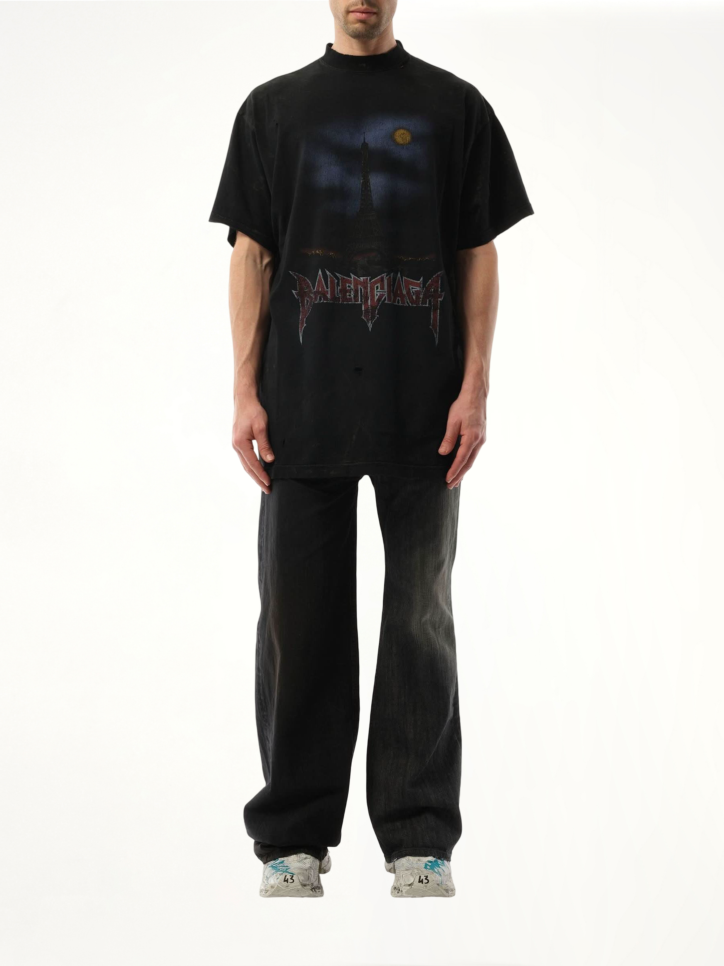 Paris Moon Oversized T-Shirt in Washed Black