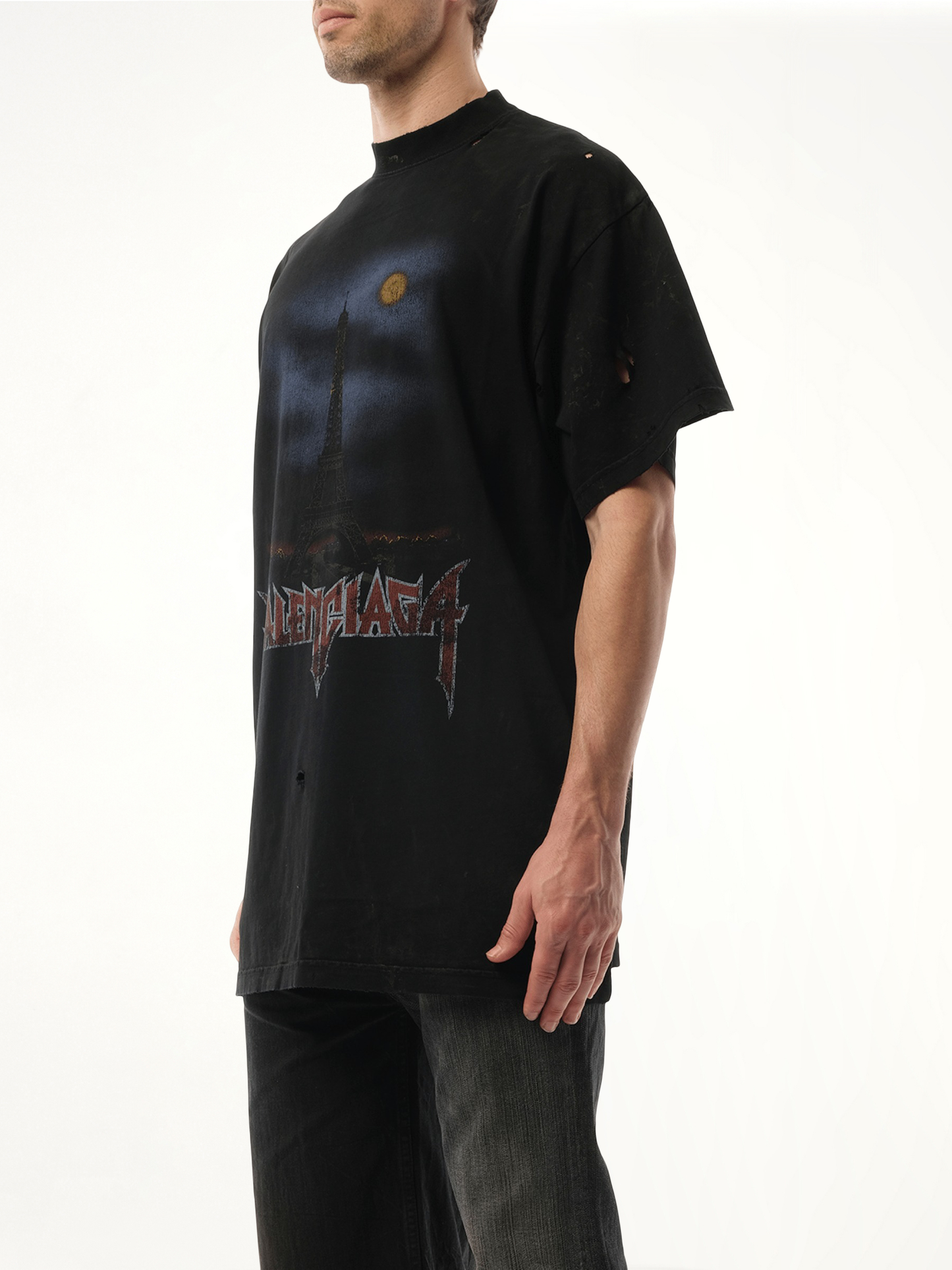 Paris Moon Oversized T-Shirt in Washed Black
