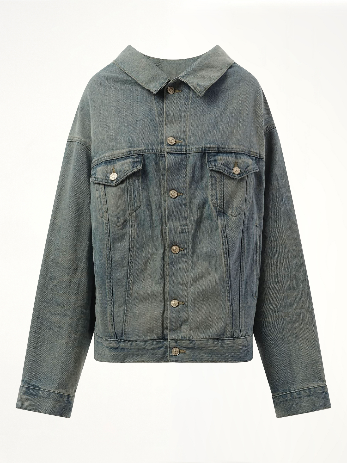 Off Shoulder Selvedge Denim Jacket in Blue