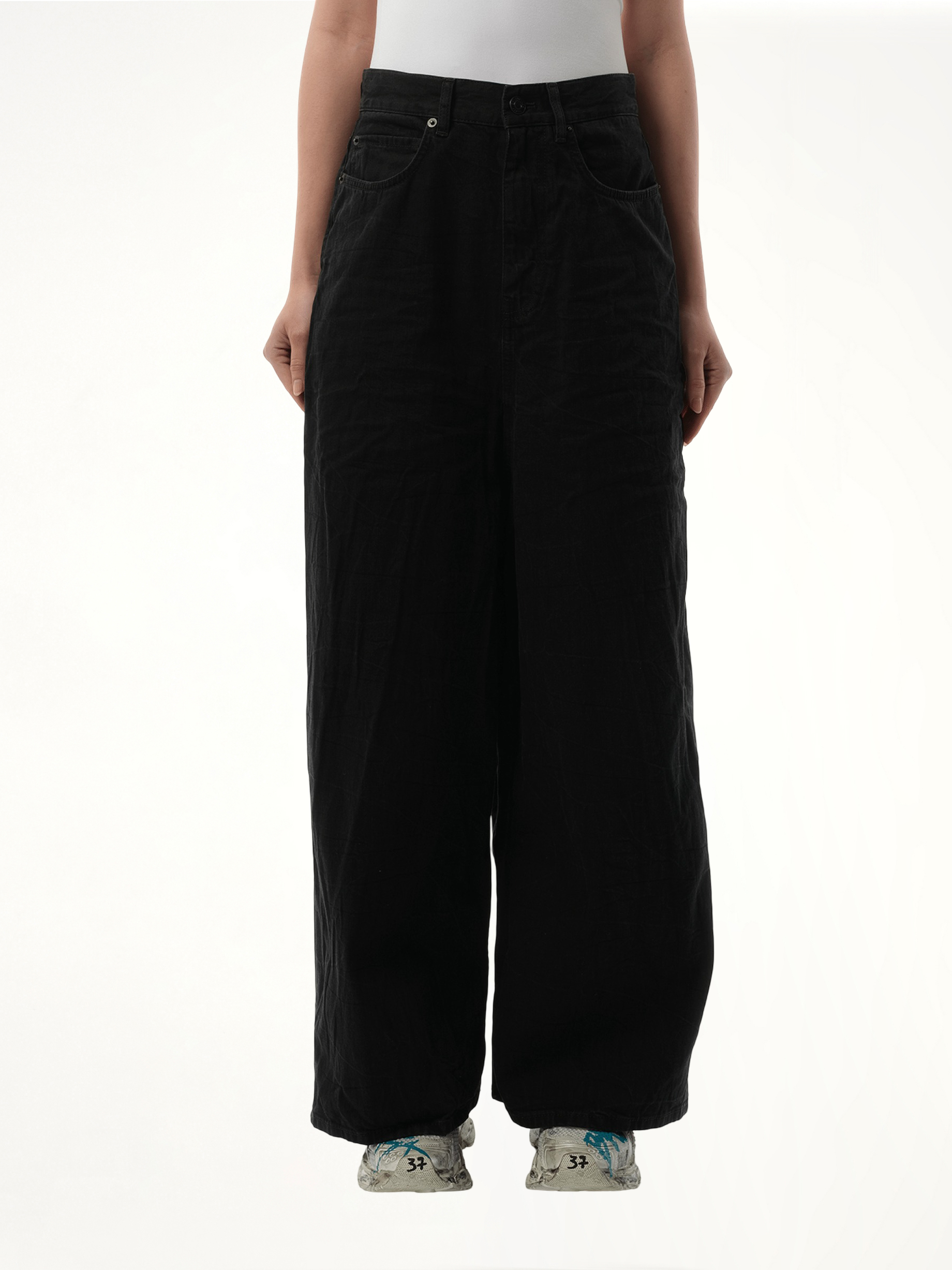 Low Crotch Japanese Denim Jeans in Black