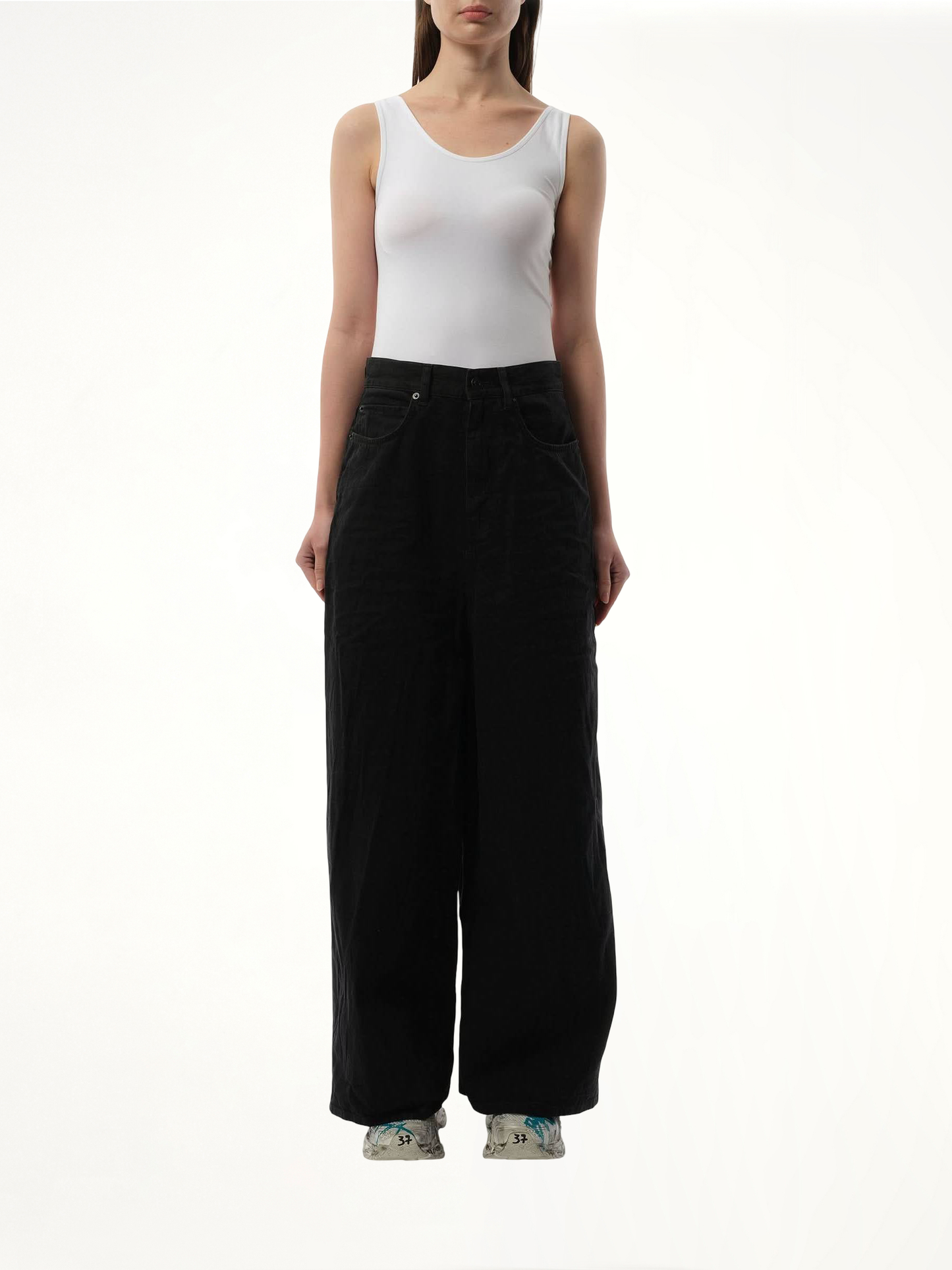 Low Crotch Japanese Denim Jeans in Black