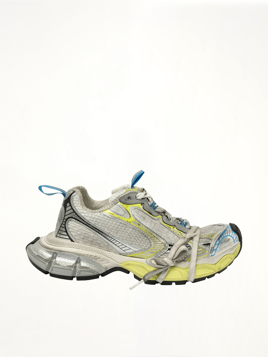 3XL Sneaker in White/Yellow/Blue Side View | BALENCIAGA