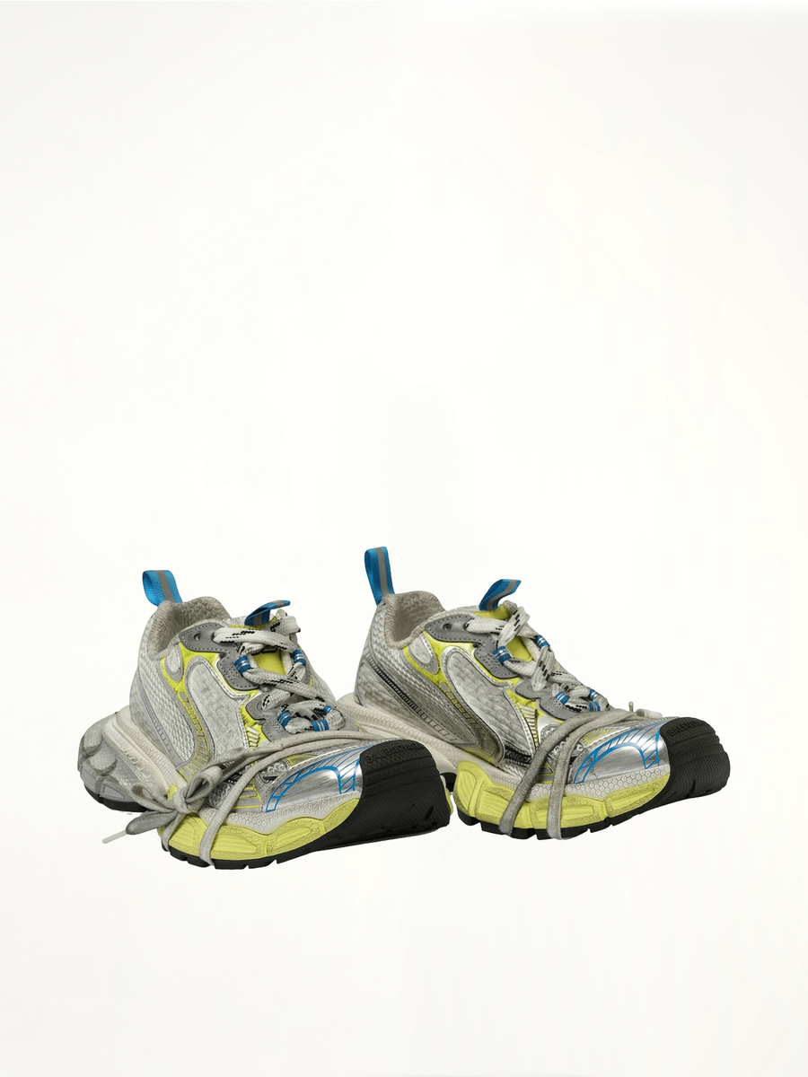 3XL Sneaker in White/Yellow/Blue Front View | BALENCIAGA
