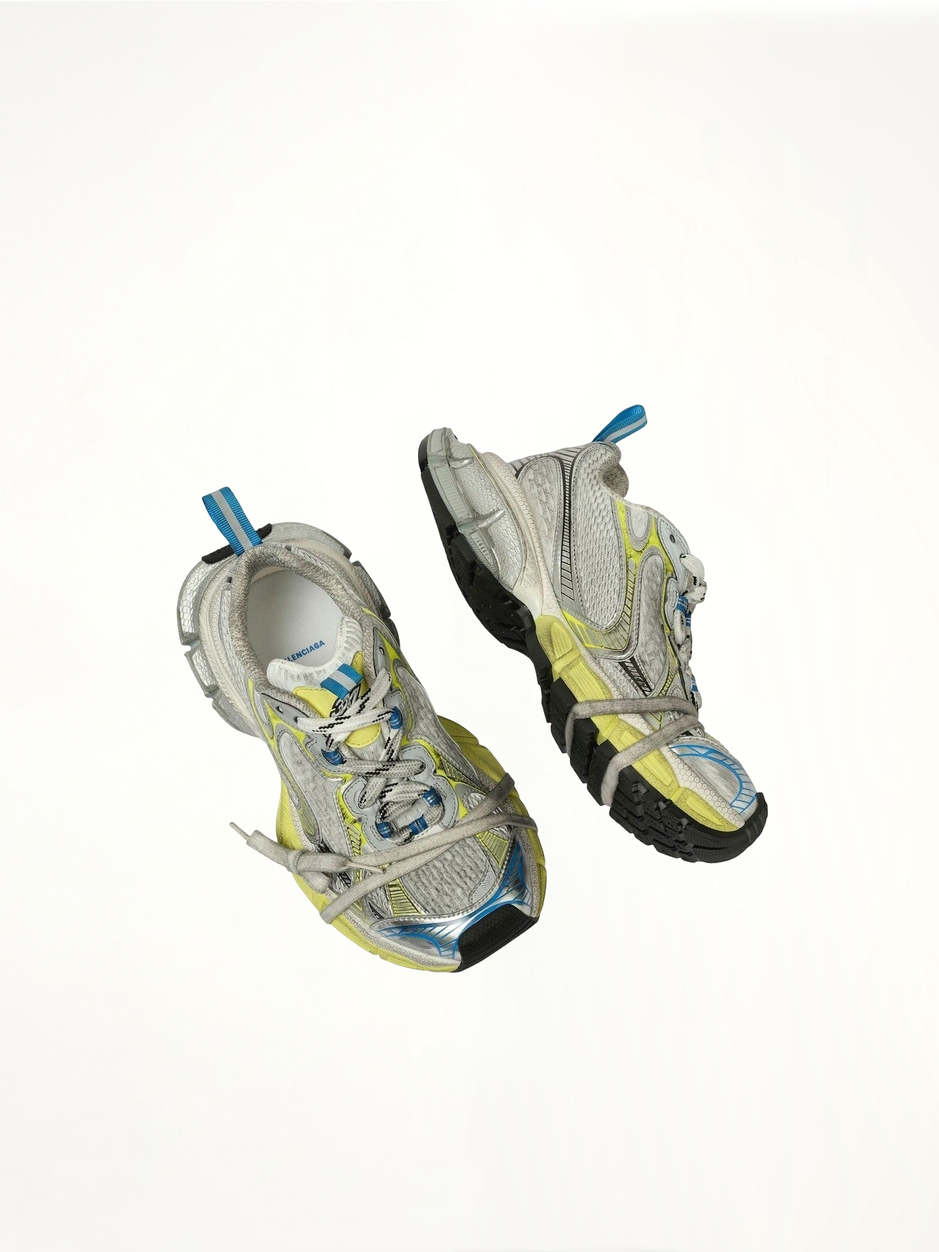 3XL Sneaker in White/Yellow/Blue Top View | BALENCIAGA
