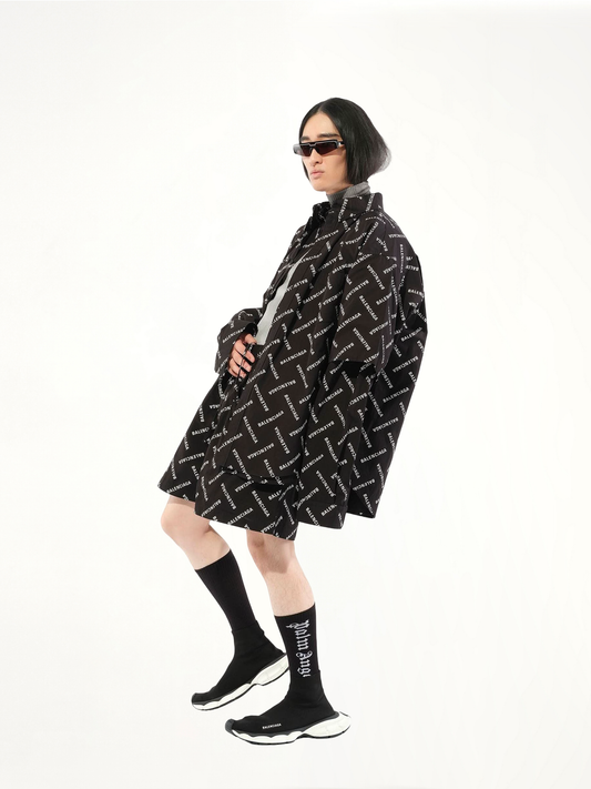 All-Over Logo Pyjama Shorts in Black/White