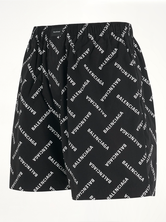 All-Over Logo Pyjama Shorts in Black/White