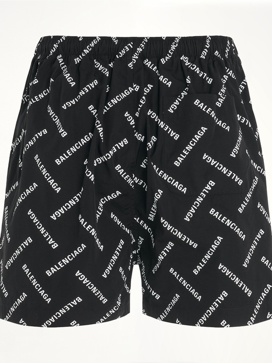 All-Over Logo Pyjama Shorts in Black/White