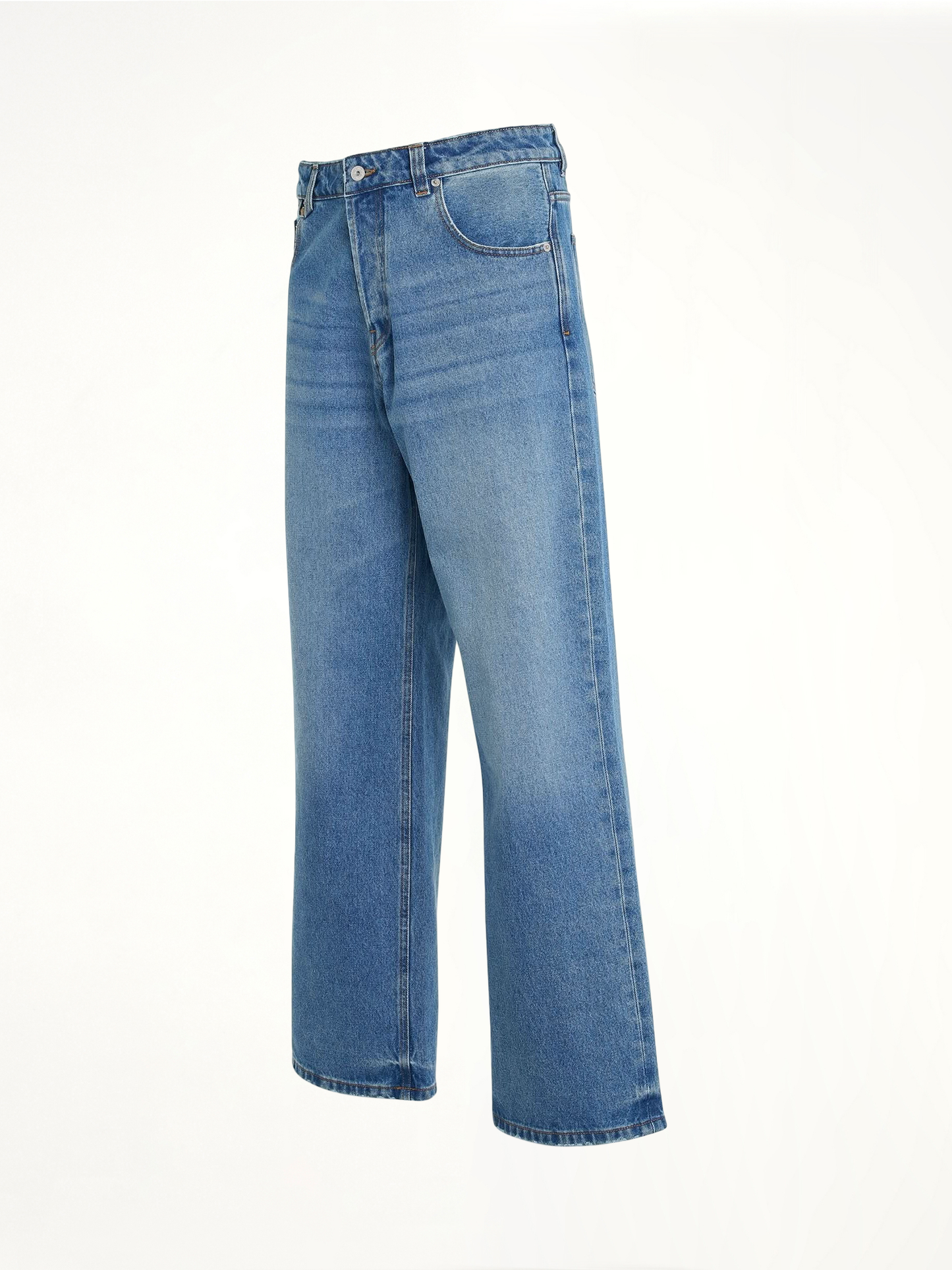 Le Denimes Large Jeans in Blue/Tabac