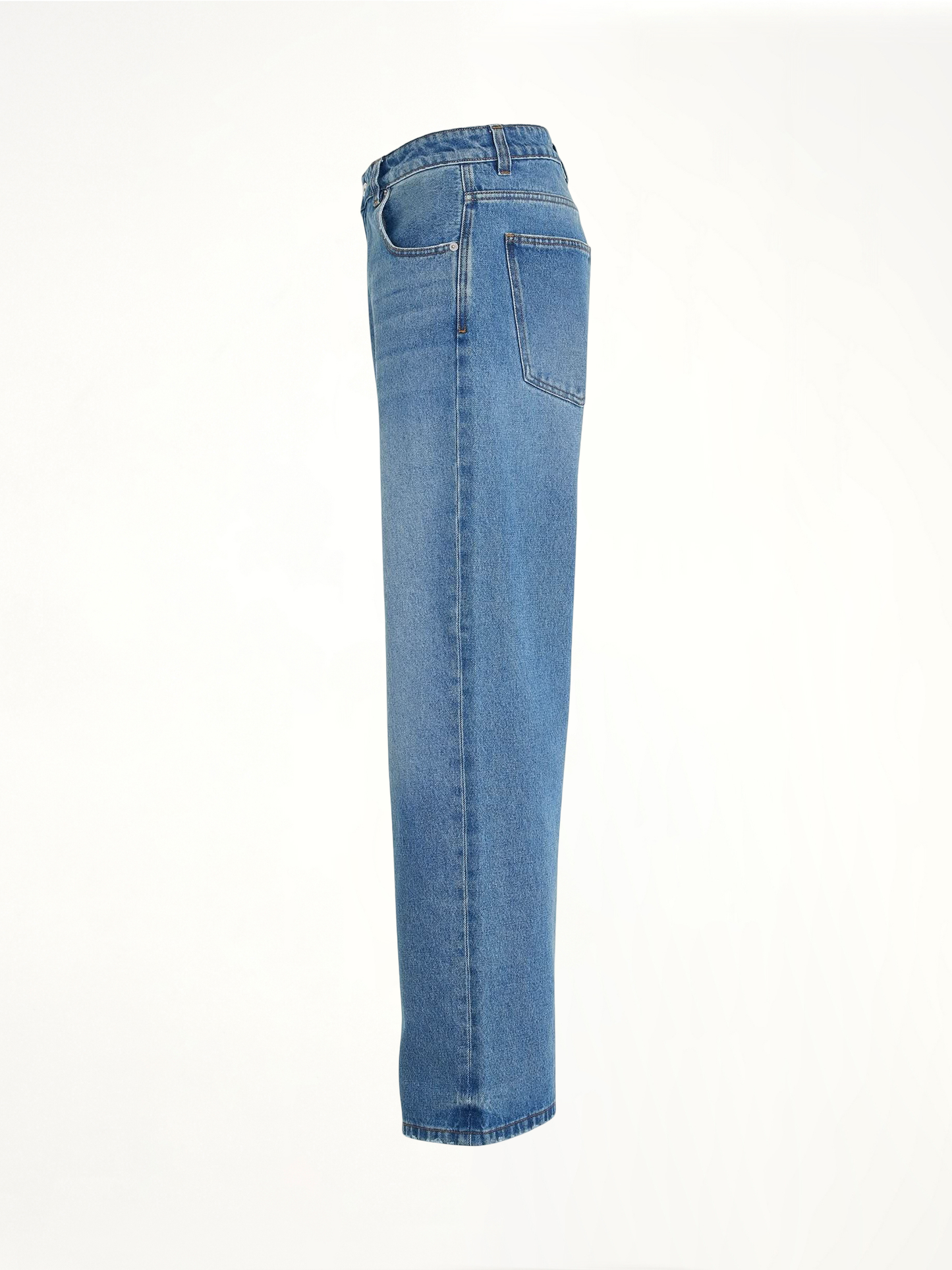 Le Denimes Large Jeans in Blue/Tabac