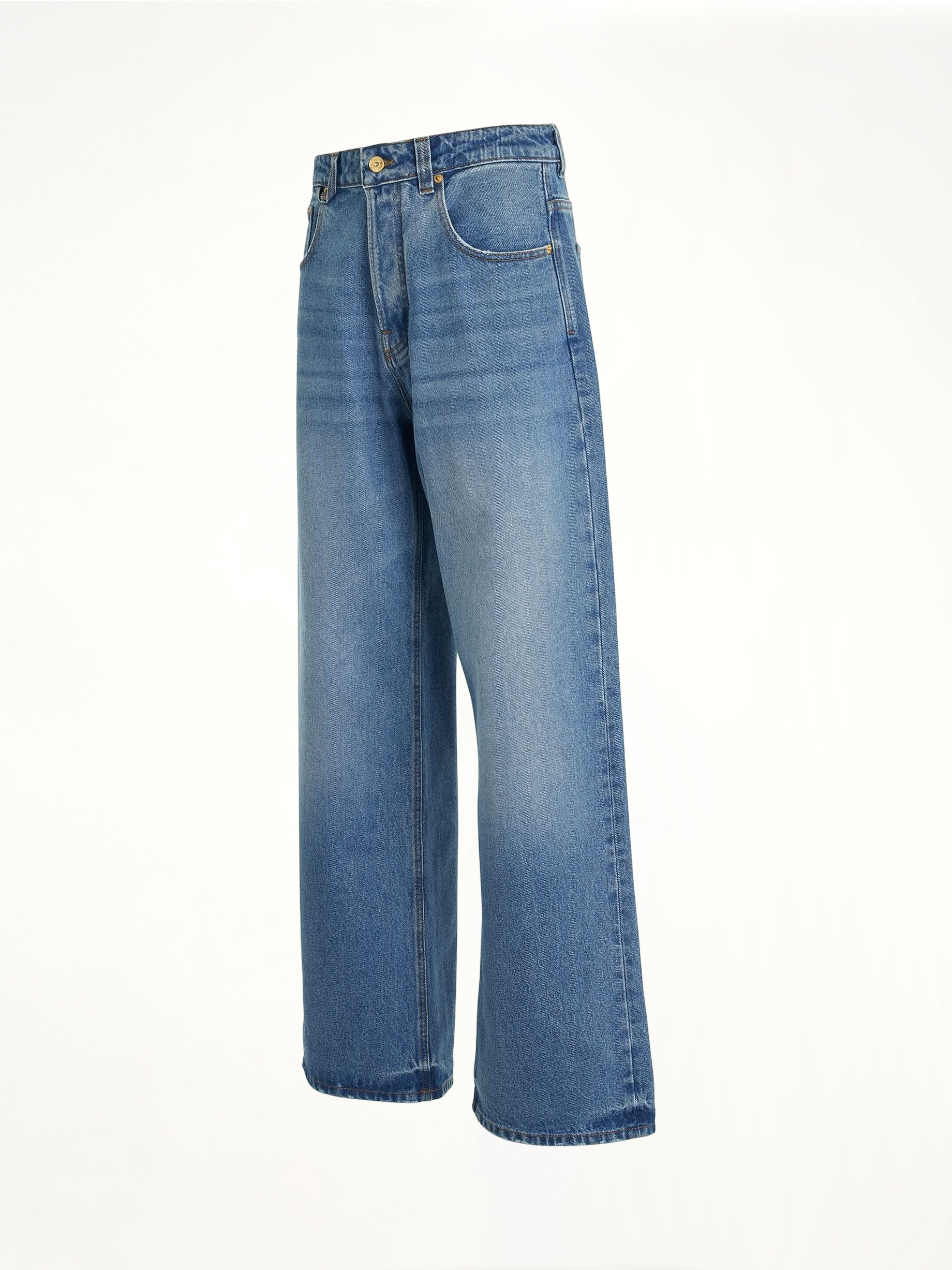 JACQUEMUS - Womens Le De Nimes Large Jeans in Blue/Tabac JACQUEMUS - Womens Le De Nimes Large Jeans in Blue/Tabac
