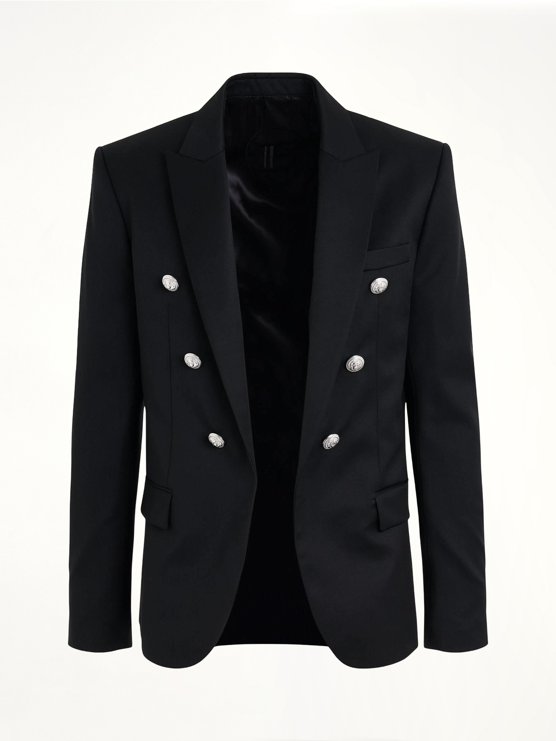 Wool 6 Button Jacket in Black