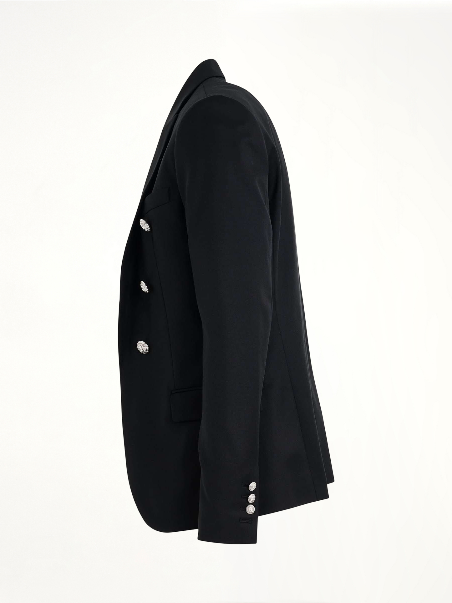 Wool 6 Button Jacket in Black