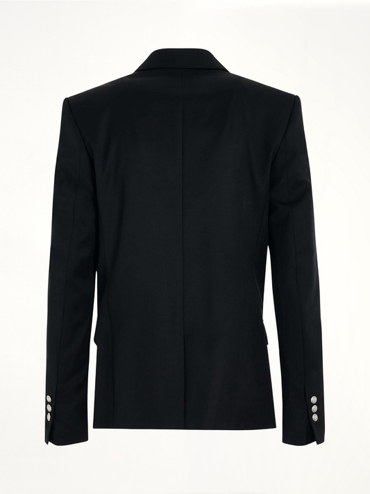 Wool 6 Button Jacket in Black