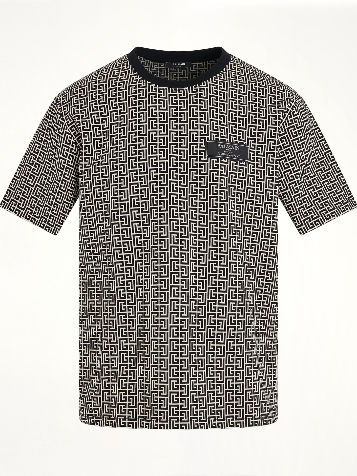Monogram Jacquard Signature Label T-Shirt in Ivory/Black
