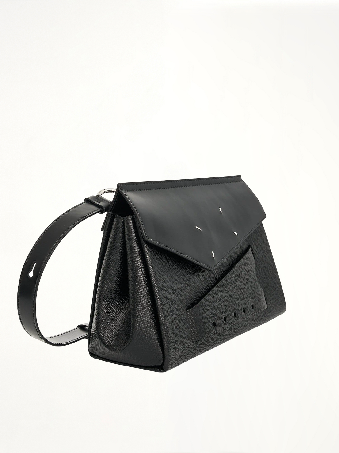 Snatched Leather Tote Bag in Black