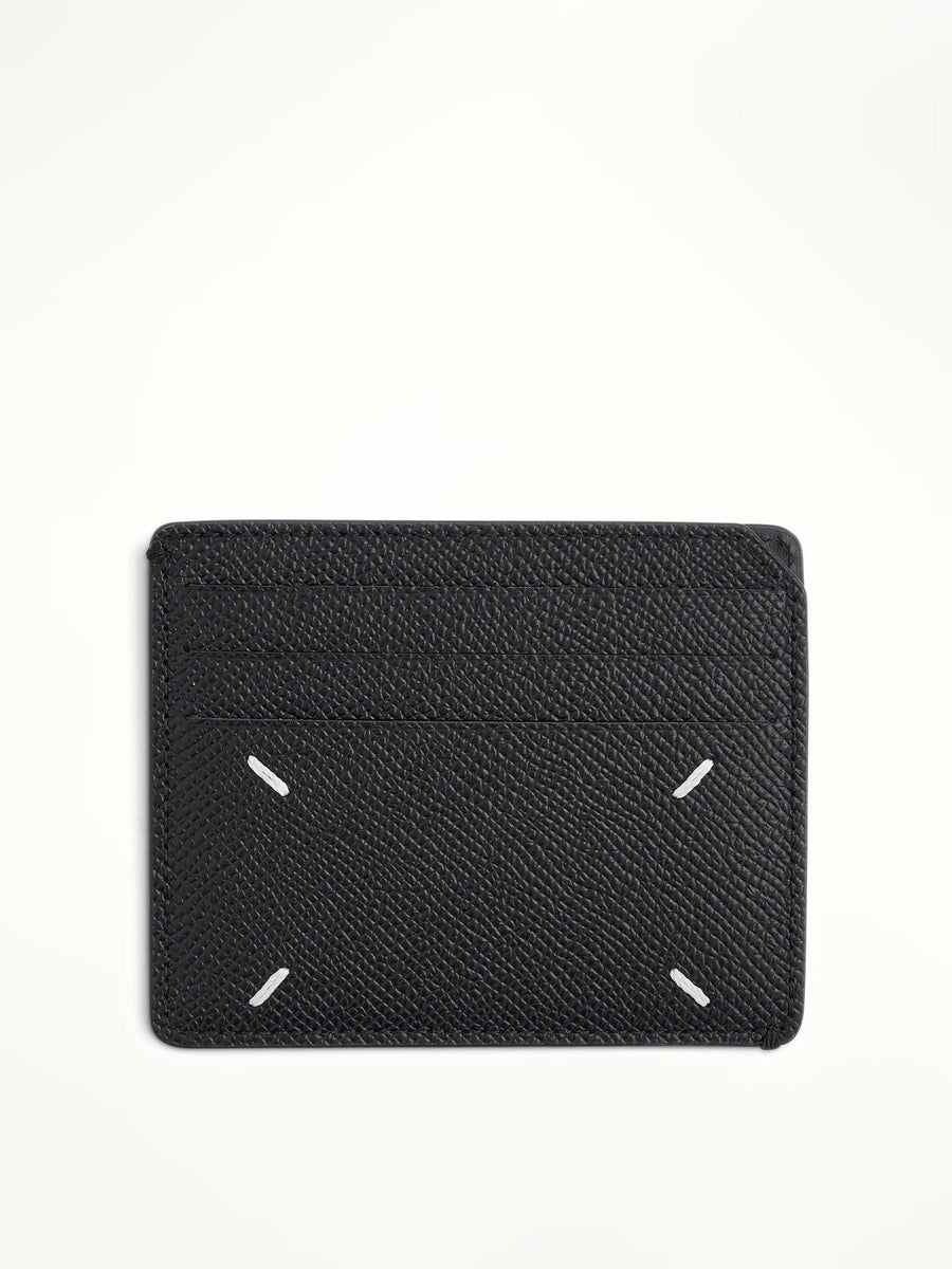 Maison Margiela Four Stitches Leather Card Holder in Black