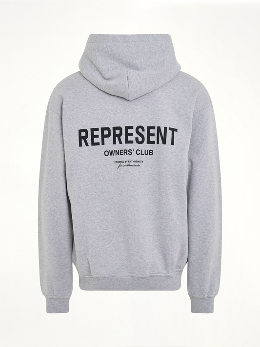 New Represent Owners Club Hoodie in Ash Grey/Black