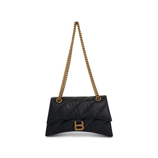 Crush Small Chain Quilted Bag in Black